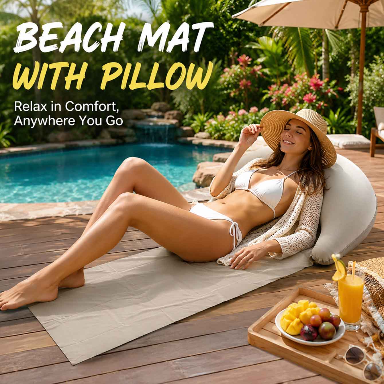 1PC Beach Mat with Inflatable  - Pool Lounger Inflatable 评论和价格