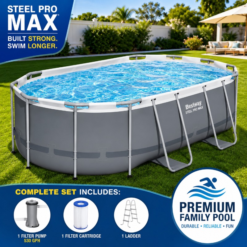 Bestway Steel Pro MAX 14ft x 8 - Pool Ladder Above Ground 评论和价格