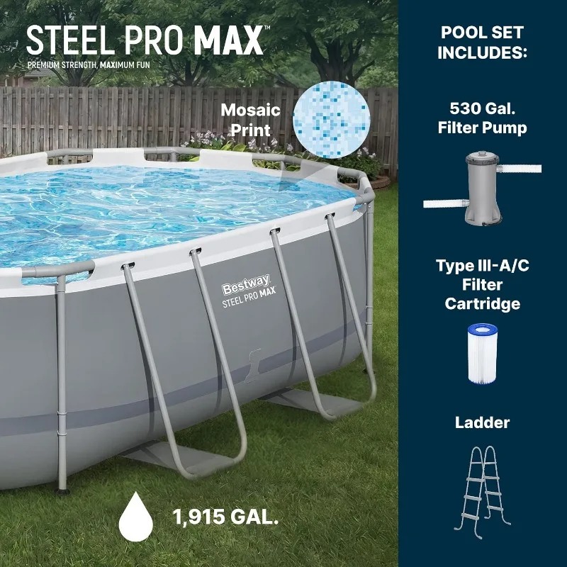 Bestway Steel Pro MAX 14ft x 8 - Pool Ladder Above Ground 评论和价格