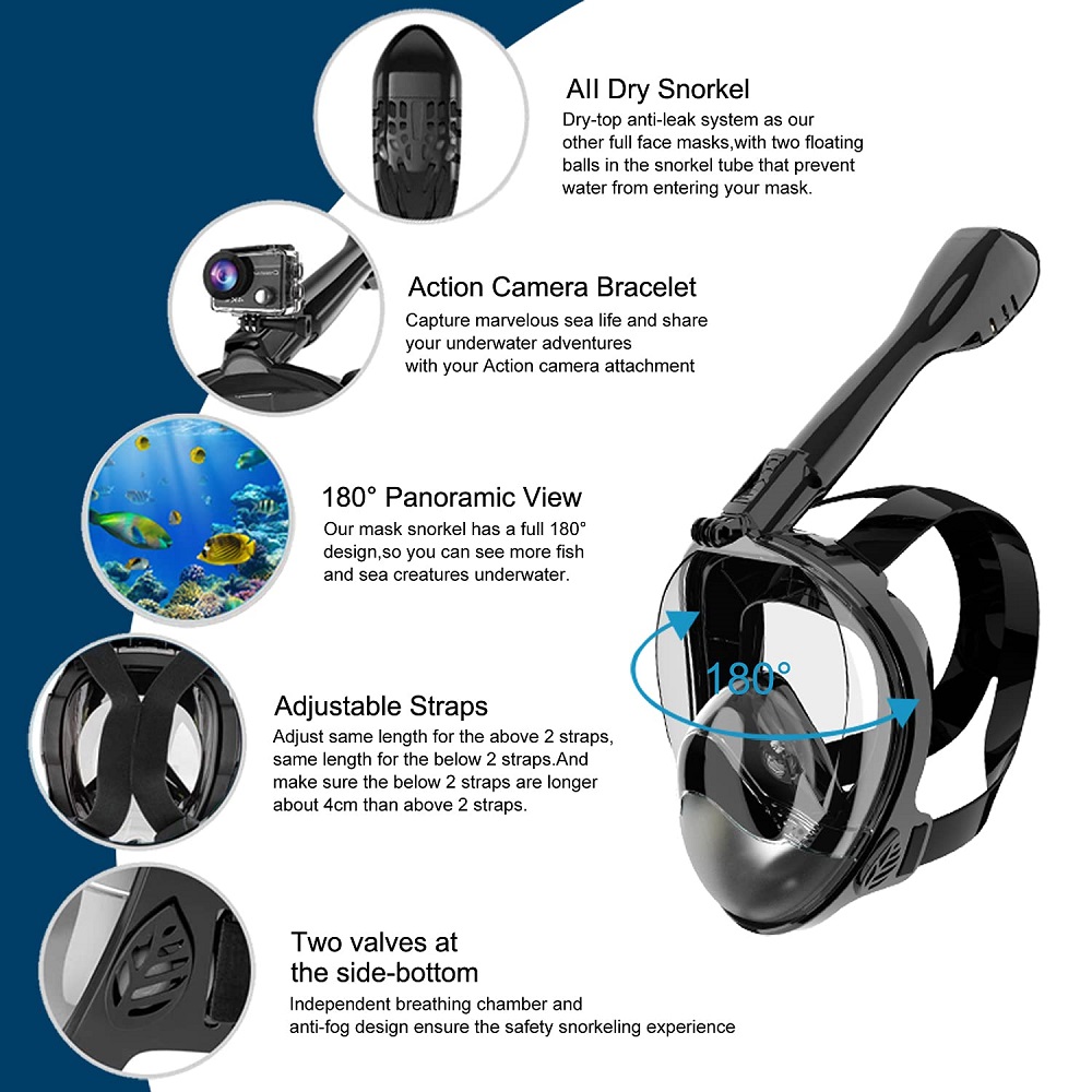 Full Face Snorkel Mask Diving  - Snorkel Mask Full Face 评论和价格