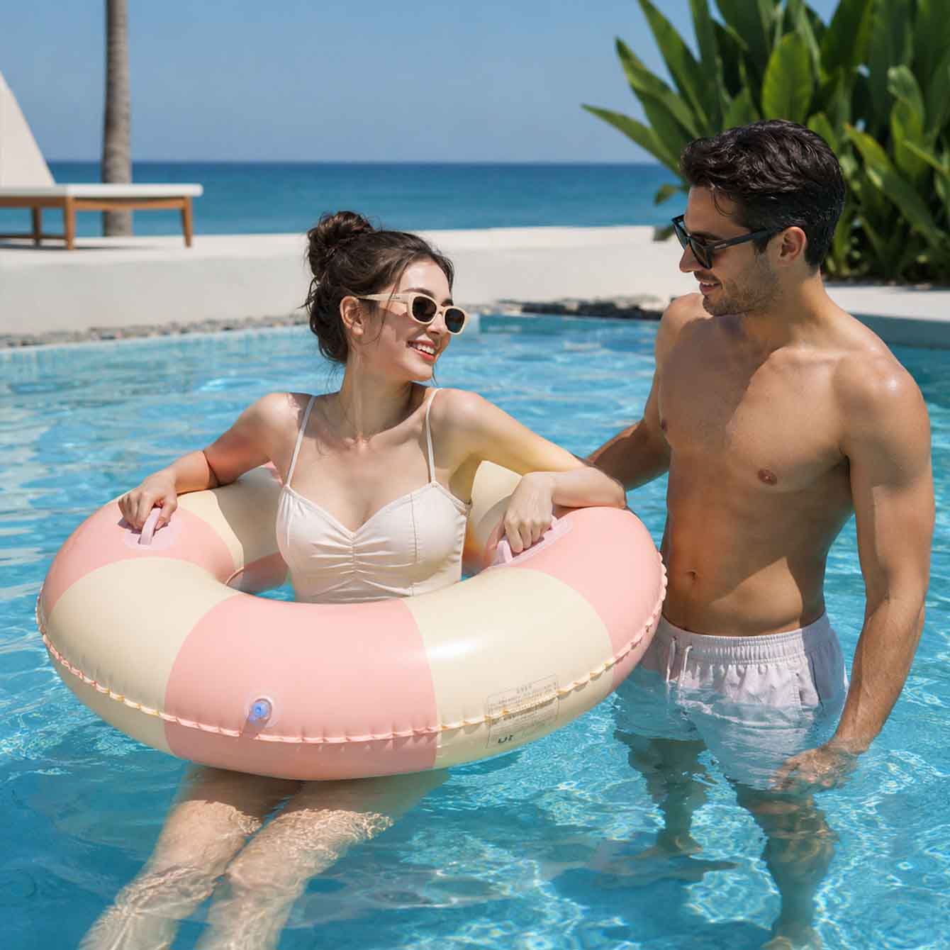 1PC Inflatable Swim Ring with  - Pool Float Ring Inflatable 评论和价格