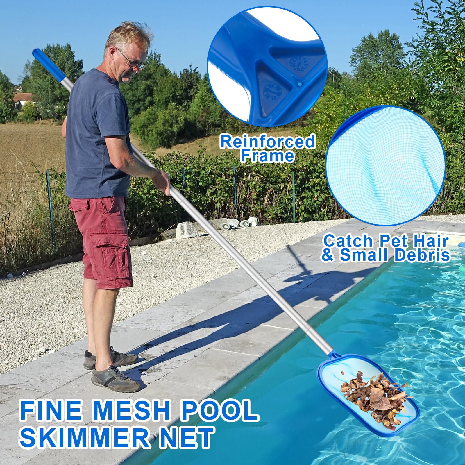 3 Pcs Pool Cleaning Kit with H - Pool Skimmer Net 评论和价格